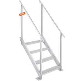 VEVOR Dock Ladder, Adjustable Height, 500 lbs Load Capacity, Aluminum Alloy Steps Pontoon Boat Ladder with Dual Handrails & Nonslip Rubber Mat